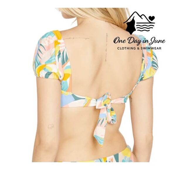 Volcom Tie Back Ruffle Bikini Top Size XS - Picture 2 of 6